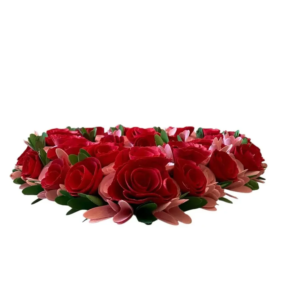 Martha Stewart Wood Curl Heart Wreath 20in Pink & Red Valentines Day Decor NEW